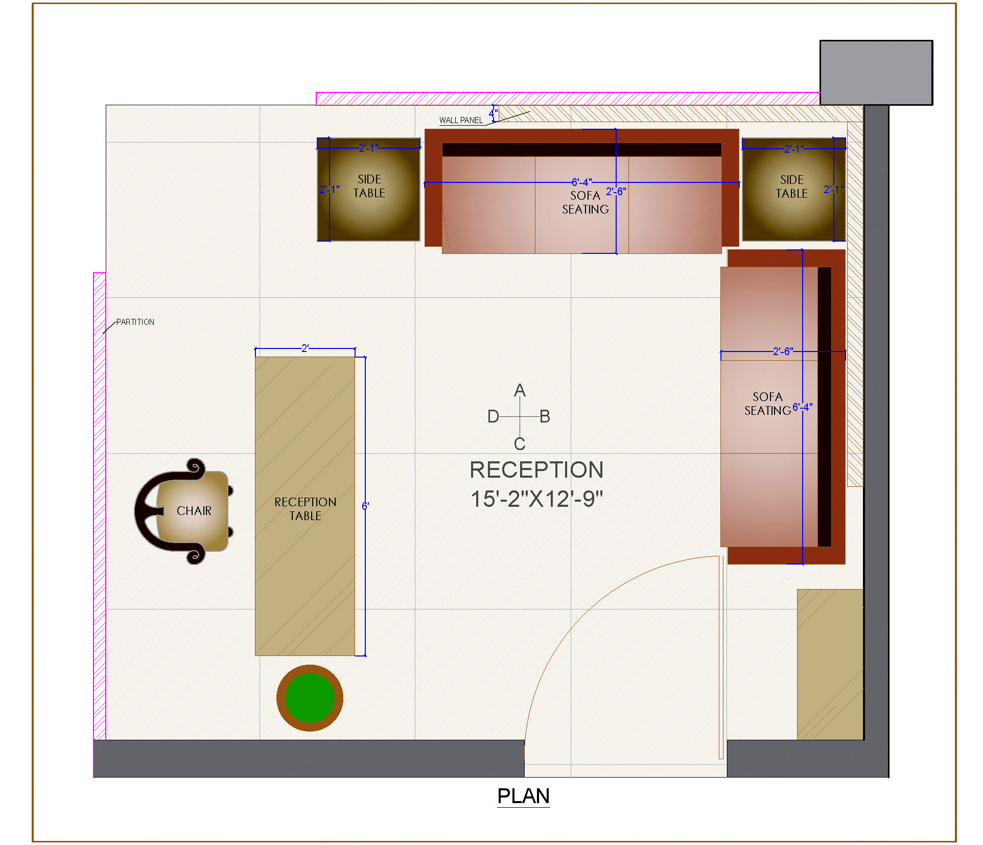 Office Reception Interior Layout- Free CAD Block